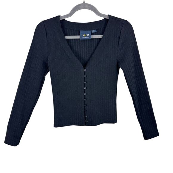 Maeve By Anthropologie Black Gold Shimmer V-Neck Light Button Up Cardi Size XS - Picture 1 of 6